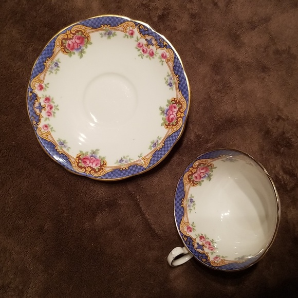 Vintage Aynsley Teacup & Saucer Set Bone China A4191 / White, blue, floral - Picture 17 of 17